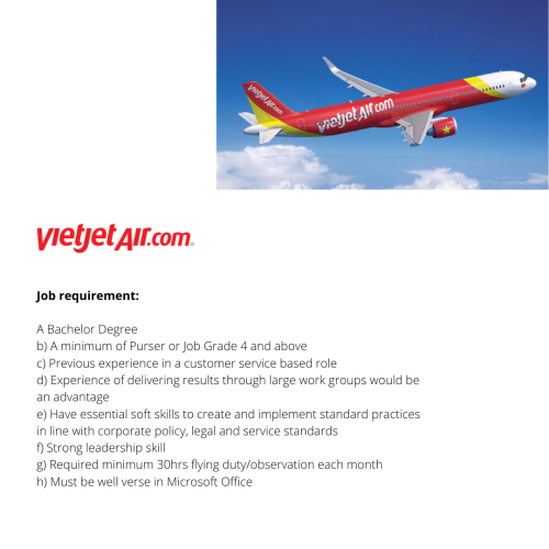 Requisitos Cabin Crew VietjatAir.com