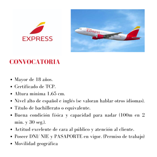 La compañía aérea Iberia está contratando actualmente TCPs