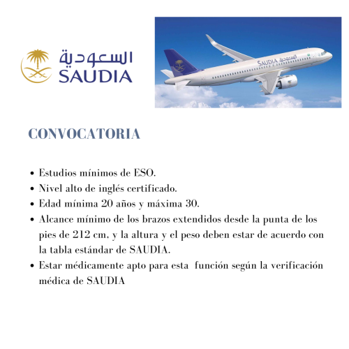 La aerolínea nacional de Arabia Saudita, Saudia busca azafatas de vuelo s