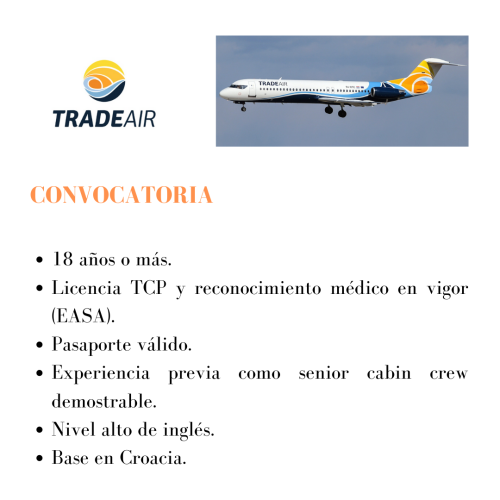 TradeAir busca Senior Cabin Crew